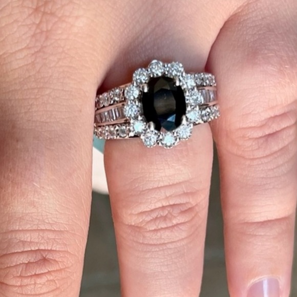 Effy 1.9 ct t.w Sapphire 0.94 ct t.w Diamond Ring 14k White Gold - Picture 4 of 9